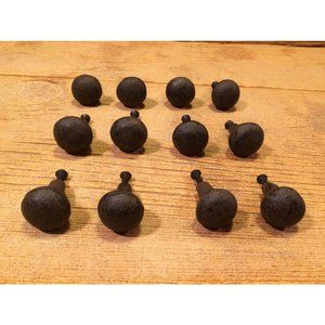 Twelve Cast Iron Round Knobs Antique Style 1 1/4" wide Cabinet Knobs (12) 3758